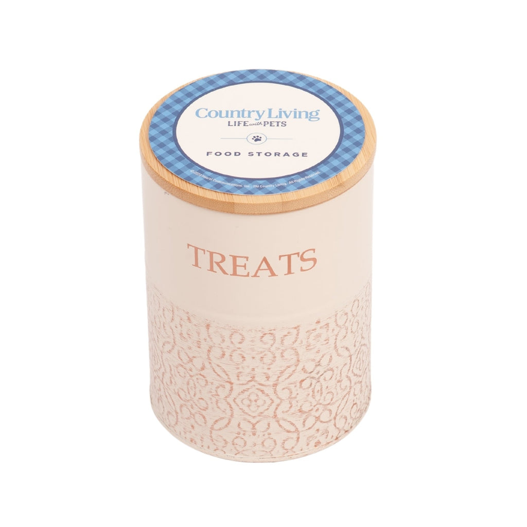 Country Living Dog Treat Canisters - Set of 2 Carbon Steel Jars with Bamboo Lids – White Swan
