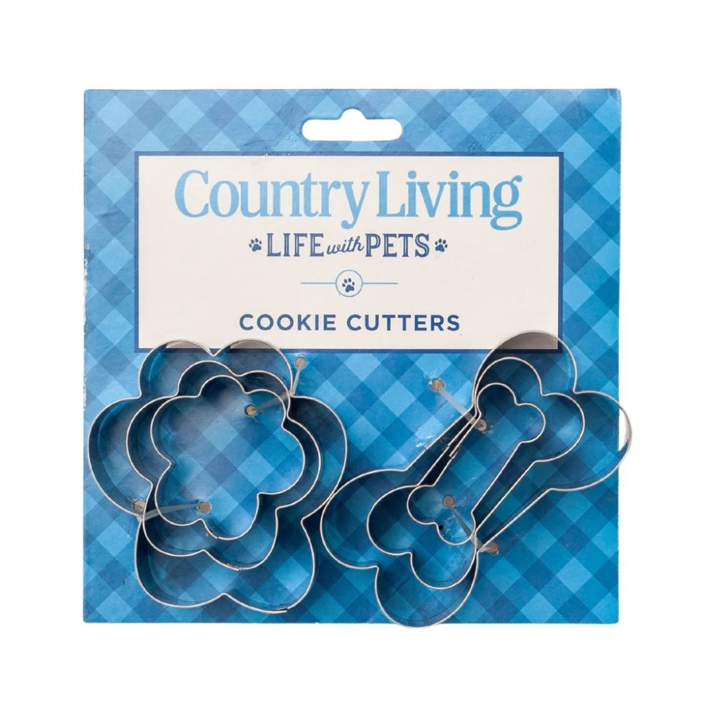 Country Living 6-Piece Stainless Steel Cookie Cutter Set (3 Paw-Shaped, 3 Bone-Shaped)