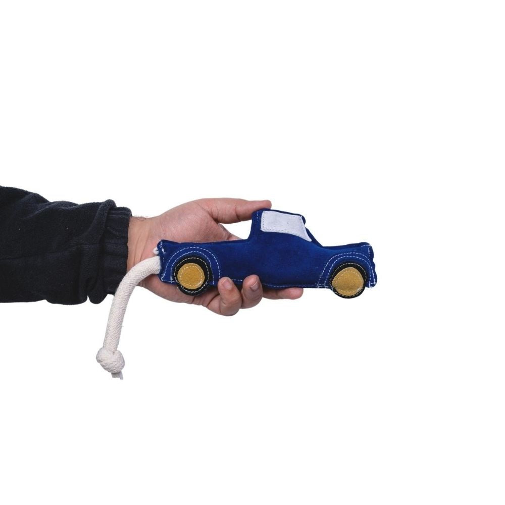 Country Living Faux Leather Blue Pickup Truck Dog Chew Toy, Durable, Safe and Non-Toxic