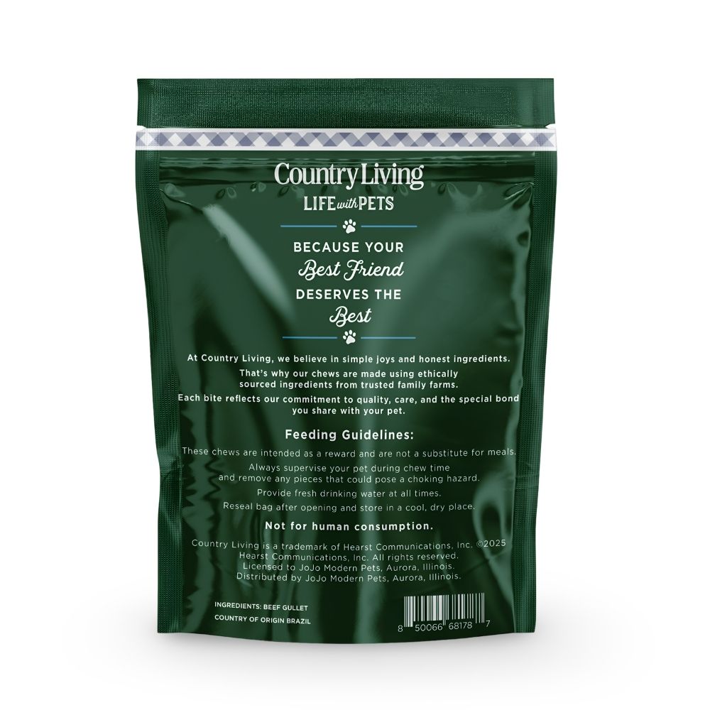 Country Living 6” Gullet Flats Dog Treats – 20 Count Bag – All-Natural Beef Esophagus Chews – High-Protein, Easily Digestible, Single-Ingredient Dog Treats – Grain-Free & Long-Lasting