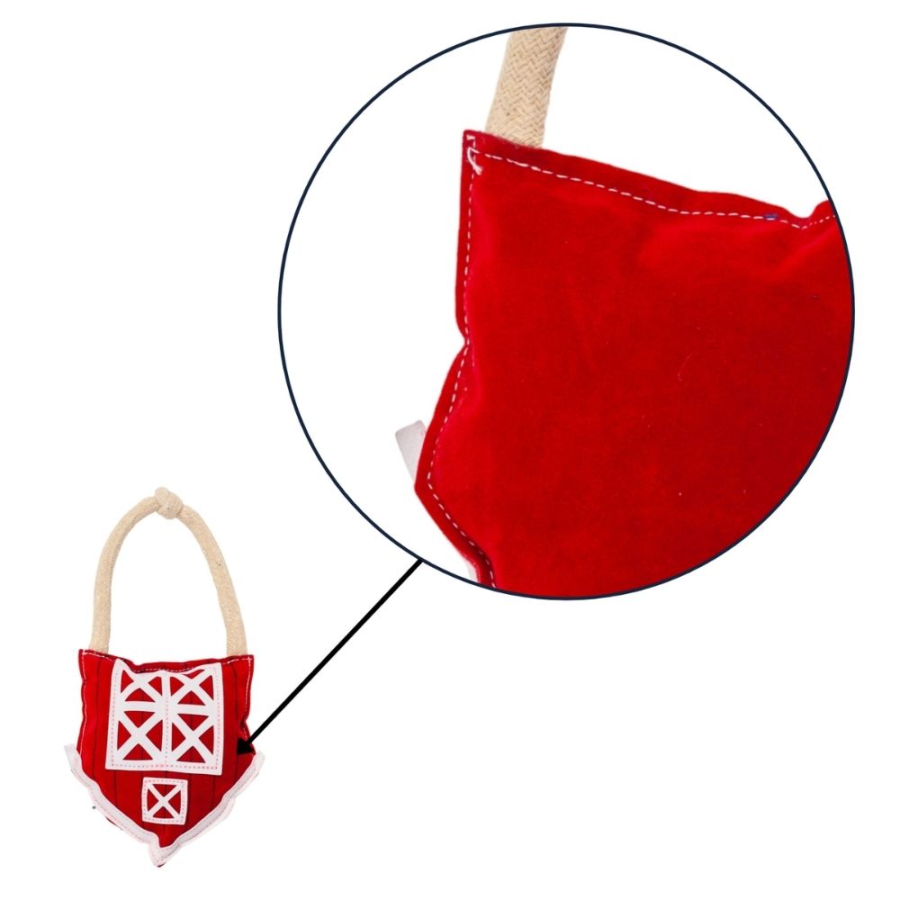 Country Living Faux Leather Red Barn Dog Chew Toy – Safe, Long-Lasting, and Non-Toxic